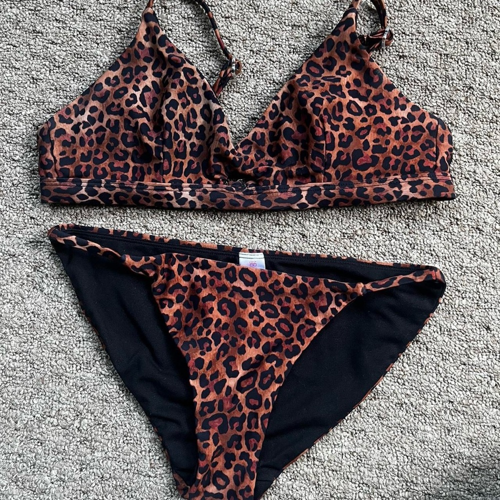 No Boundaries Leopard Print Bikini - Brown & Black